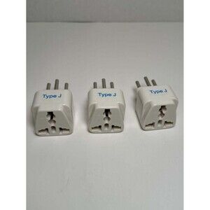 Ceptics Type J Switzerland Travel Plug Adapter Grounded 3-Pack